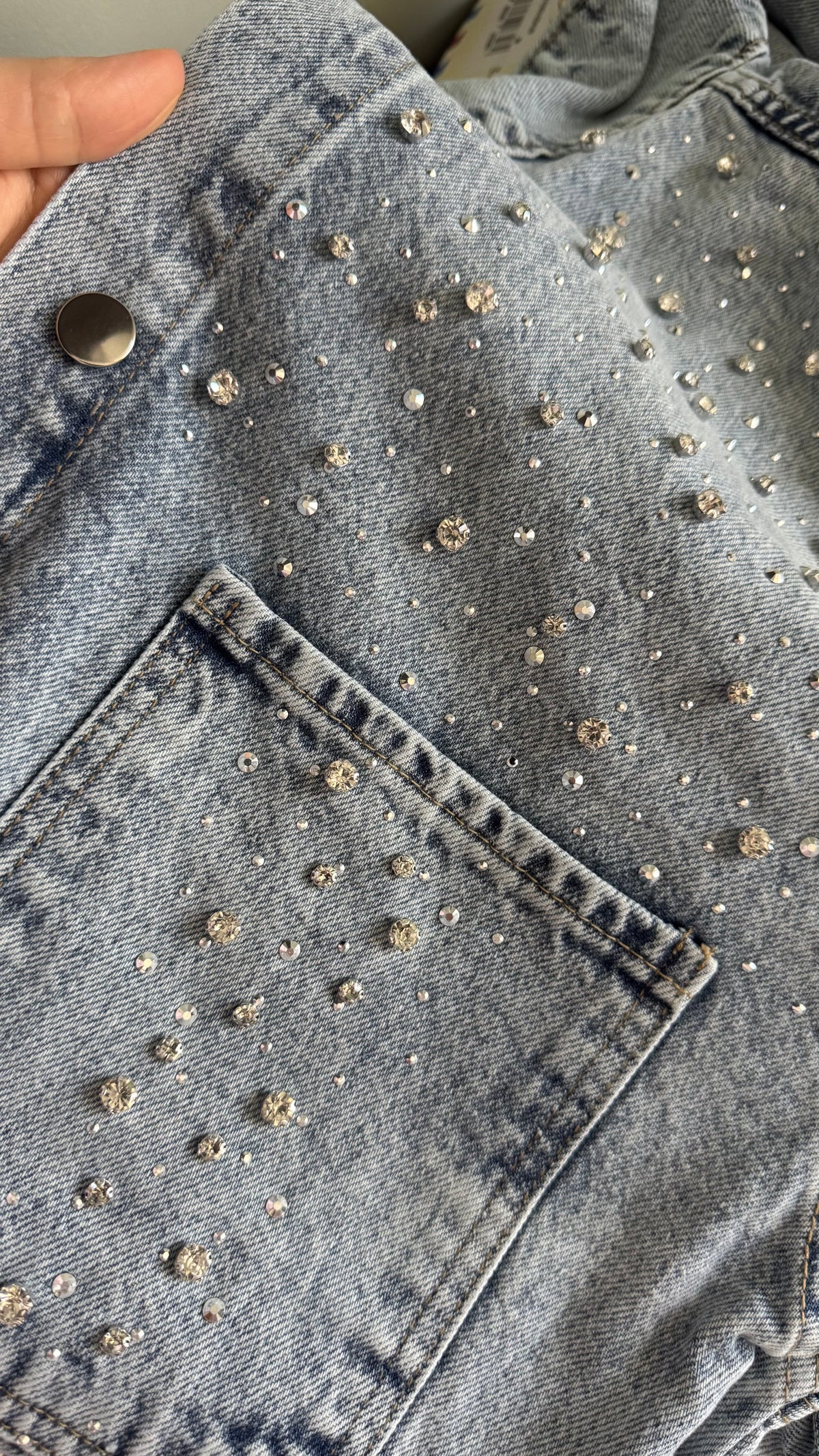 Oversized swarovski denim jacket