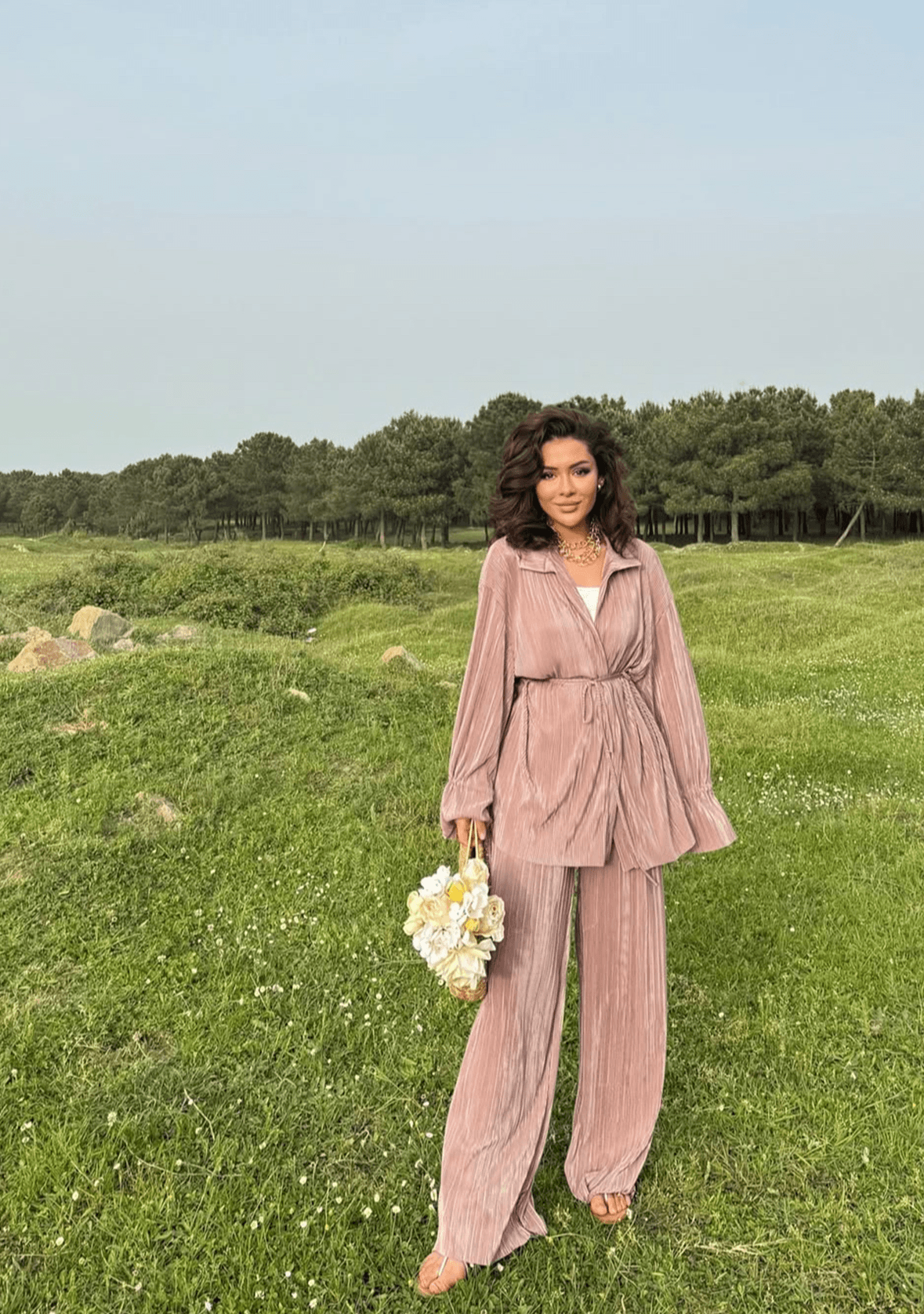Summer Best Seller Pleated Suit- Nude