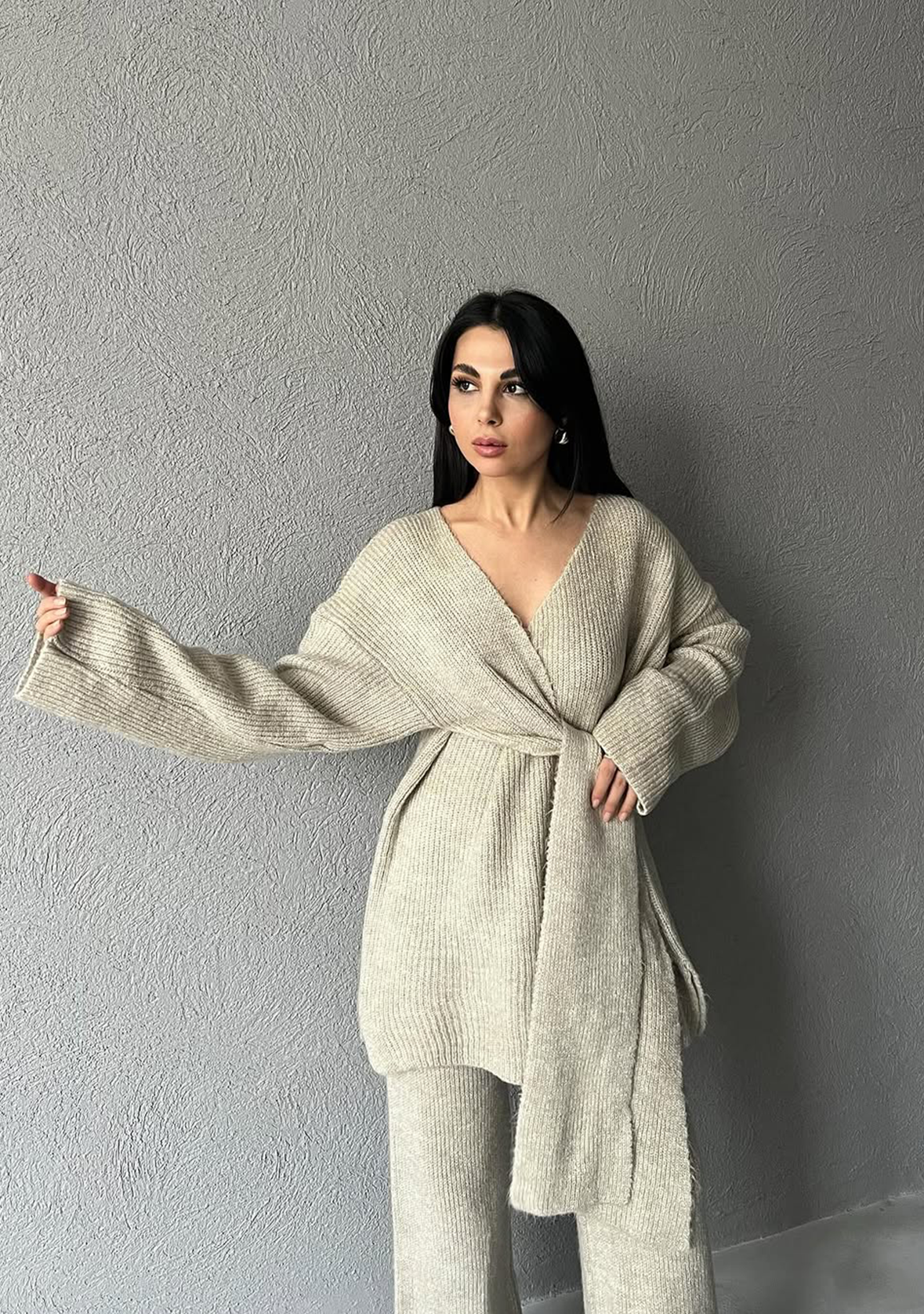 Smoke Knitwear Suit- Beige