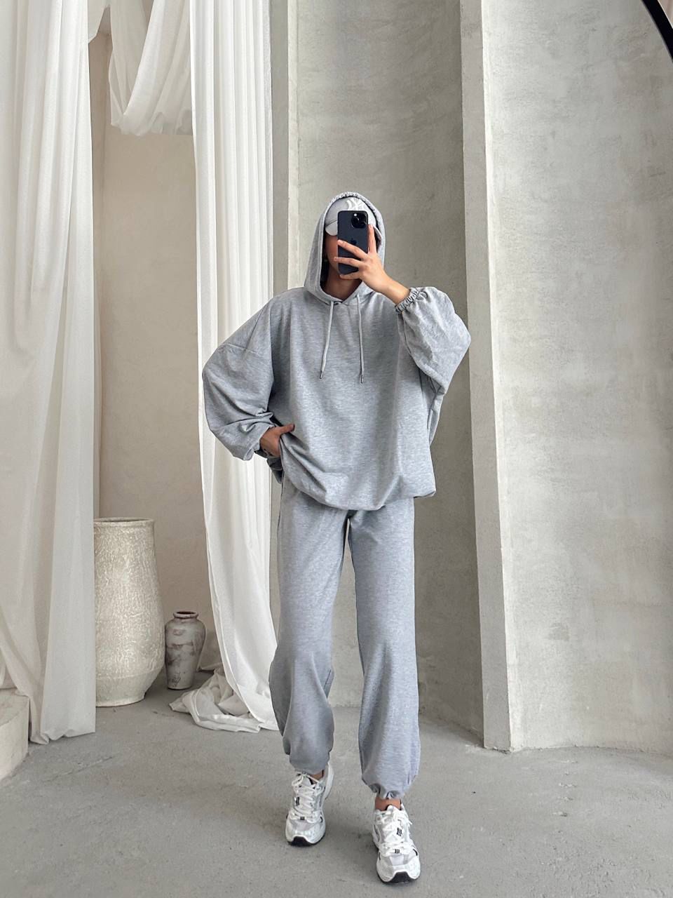 Basic Hoodie Suit / Light Gray