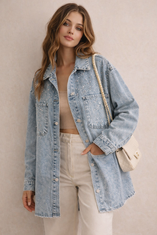 Oversized swarovski denim jacket