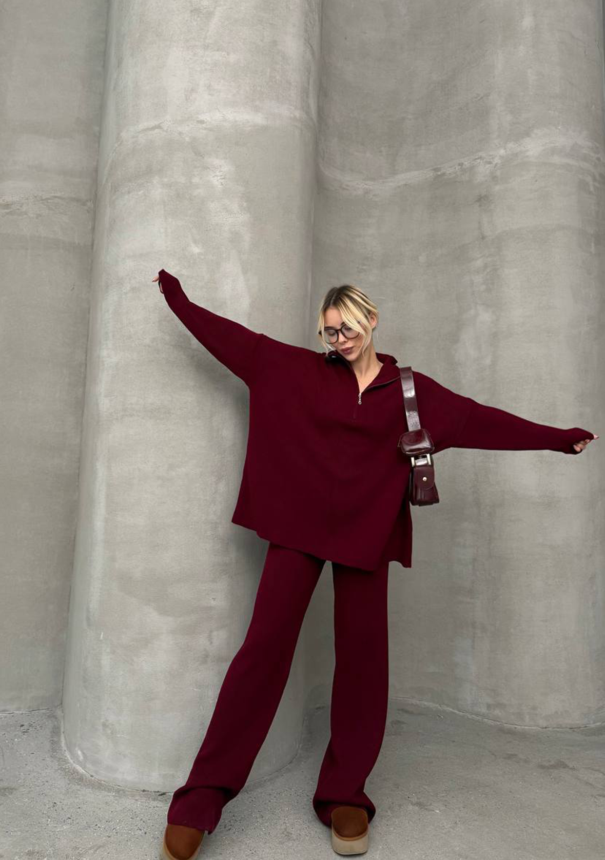 Oversized Zippered Knitwear Set