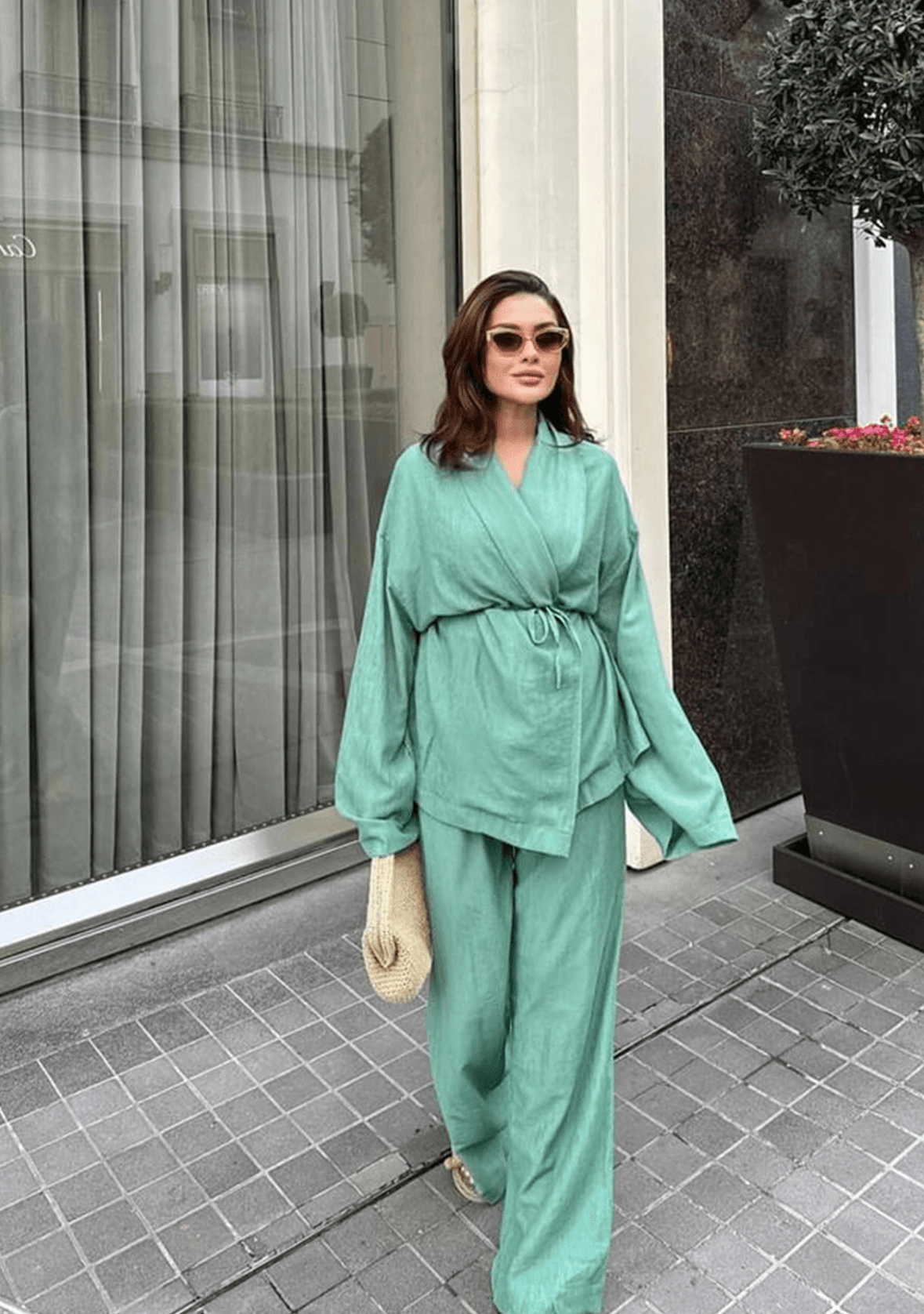 Turquoise Belted Suit