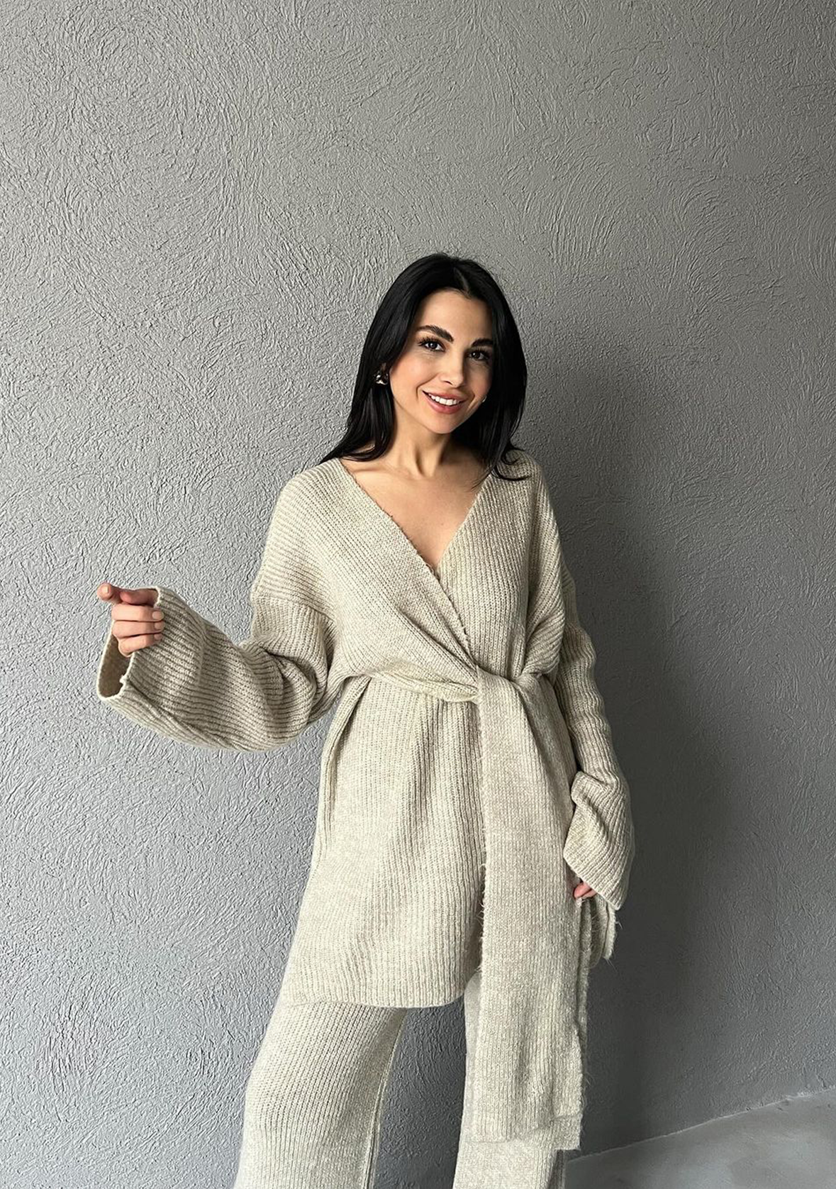 Smoke Knitwear Suit- Beige