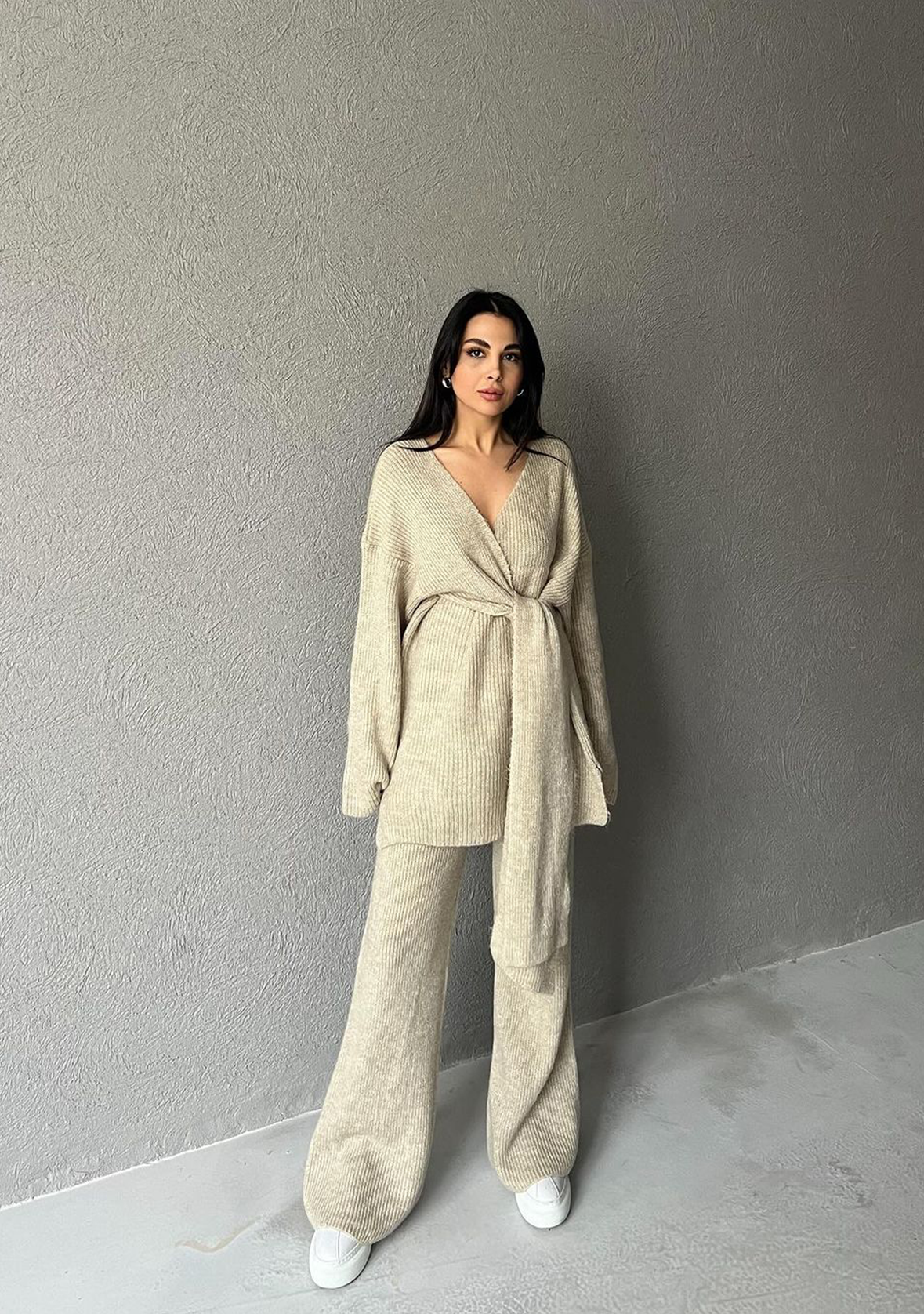 Smoke Knitwear Suit- Beige