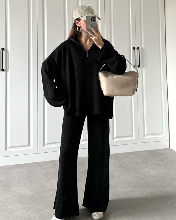 Oversized Zippered Knitwear Set