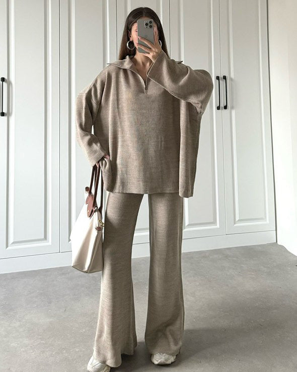 Oversized Zippered Knitwear Set